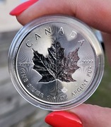 Srebrna moneta Kanada 5 Dollars Liść Klonu 2019 wklęsłe bicie 1oz Ag 9999