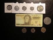 9 monet w tym SREBRO i banknot 