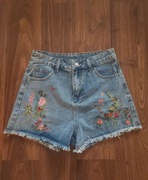 Spodenki h&m kolorowe M 38 palmy z lnem wyższy stan