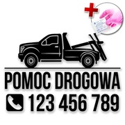 Naklejka POMOC DROGOWA z Twoim numerem telefonu 47x30cm