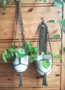 Kwietniki komplet makrama na ścianę i pod sufit OLIWKOWY (KHAKI)