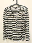 Bluzka czarno-biała, we wzroki, codzienna bluzeczka z długim rękawem, H&M