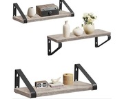 Zestaw rustykalnych półek ściennych - 3 sztuki - szaro-czarne