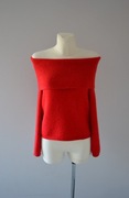 & Other Stories czerwony wełniany sweter off shoulder wełna alpaka 34 XS