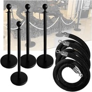 Czarny metalowy słupek do kontroli tłumu Barierka 4 szt