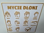 Instrukcja Mycia Dłoni – Tabliczka 3D  (Złoto-Biała)