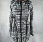 Denim kurtka parka dłuższa XS 34 czarna biała regulowana 