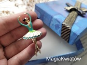 Broszka baletnica biel i mięta