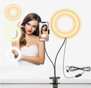 Lampa Selfie Ring 15cm LED USB | 3 Tryby Światła | Makijaż, Live