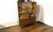 Szafka kredens witryna mebel PRL przeszklona meblościanka drewno brązowy