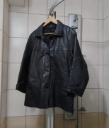 kurtka skórzana czarna vintage skóra elegancka Black L leather sport retro 