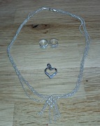 Zestaw Srebrnej Biżuterii Łańcuszek Wisiorek Kolczyki 925 16g