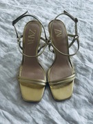 Nowe złote szpilki sandałki na obcasie ZARA rozmiar 37 / 24 cm