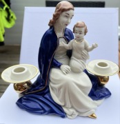 Gerold Porzellan Bavaria – FIGURKA ŚWIECZNIK Madonna z Dzieciątkiem