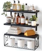 Pipishell 4 czarne półki ścienne z koszem loft