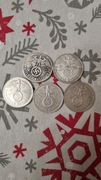 III Rzesza 5 Marek 1936-1939 HINDENBURG zestaw 5 sztuk monet 