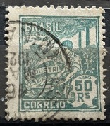 Brazylia, Znaczek przedstawia motyw przemysłu („INDUSTRIA”), 50 Reis