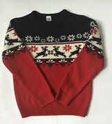 Świąteczny sweter z reniferami stylu norweskim dla dziecka 134 cm