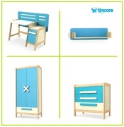 Meble drewniane dla dziecka Timoore Simple: biurko, szafa, komoda, półka
