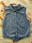 Niebieska elegancka bawełniana wiązana koszula H&M 164 - 170 jak nowa