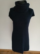 Wełniana Sukienka Tunika Granatowa R S M Wełna Ciepła Warkocz Wzór