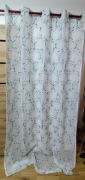 Firana biała z niebiesko-zielonym wzorem na przelotkach MIULEE 2szt