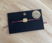 Bransoletka regulowana na sznurku koniczynka 