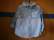 Biało niebieska koszula niemowlęca chłopięca, rozmiar: 74 