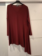 Bordowa asymetryczna tunika XXL