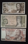 Austria zestaw banknotów.