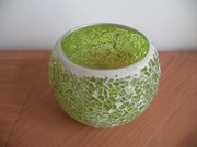 Czarka waza wazonik szklany zielony mozaikowy