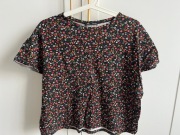 Bluzka damska t-shirt oversize w kwiaty ZARA czarna r. 38 M