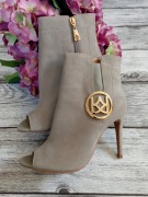 Piękne botki peep toe Kazar 38 Megan nubuk 