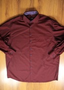 Koszula Eterna r. 46 burgundowa dł rękaw bawełniana męska gładka comfort