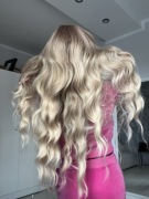 Peruka nowa jak naturalne brąz blond lace front gęste grzywka dla kobiet