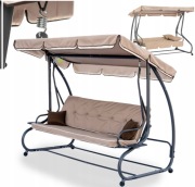 HUŚTAWKA OGRODOWA BUJANA DASZEK 4 OSOBOWA LEŻANKA ROZKŁADANA MOCNA+PODUSZKI