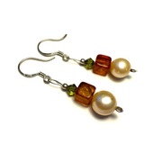 Fiolekart - Kolczyki, biżuteria artystyczna; perły, bursztyn, Swarovski