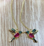 Kolczyki Koliber ! Wiszące - piękne delikatne z kamieniami ozdobnymi