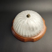 Stylowy plafon - szkło lodowe i drewno Mid Century Modern, n.2