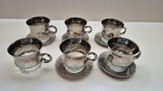 Zestaw filiżanek z chromowanego szkła. Chromowane