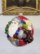 Bombki choinkowe kształtki Mikołaj na bombce  retro styl szklane polskie 