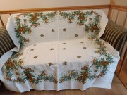 Obrus lniany 150 x 150 cm len retro Cepelia vintage PRL nieużywany 