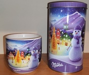 Kubek i puszka czekolada Milka - zestaw świąteczny zimowy