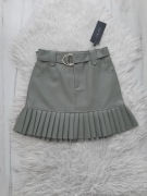 Piękna spódniczka z eko skóry z falbankami plisowana XS 34