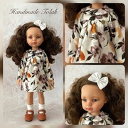 Sukienka muslinowa , spinka do włosów dla lalek Paola Reina 32cm