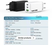 Ładowarka uniwersalna 65W, 20W, 18W 2x USB C , 1x USB