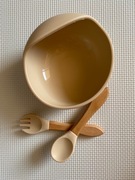 Zestaw naczyń silikonowych miseczka i sztućce 