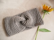 Opaska damska szara 100% merino, handmade