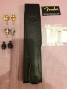 Pasek skórzany do gitary z logo Fender i gratisy: straploki lub przyrząd