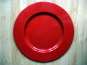 Talerz metal emaliowany czerwony 33cm taca patera